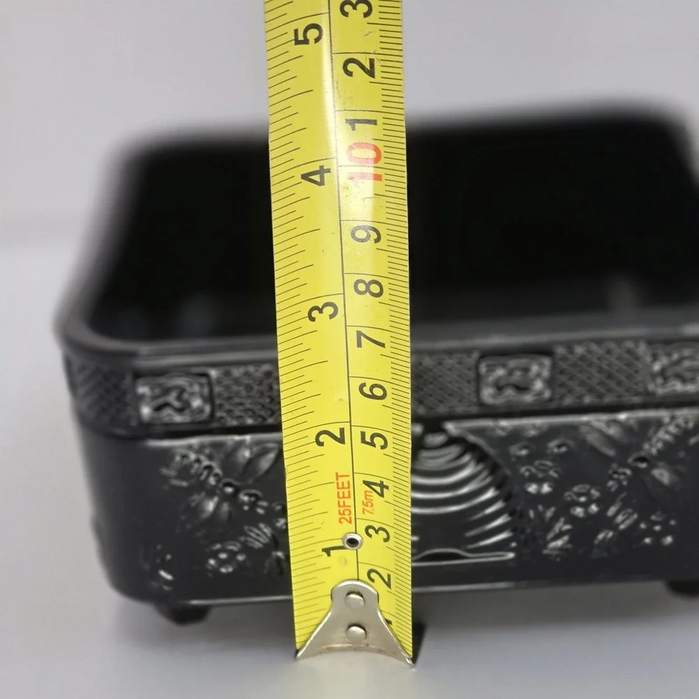 Vintage Tiara Indiana Glass Black Onyx Honey Bee Box Candy BASE ONLY Peg Footed